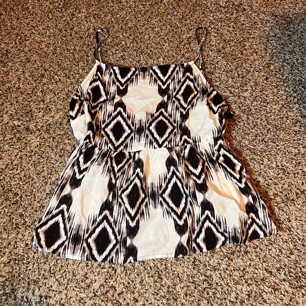 Glam American Made Tank Top Sleeveless Diamond Print Casual Top Size S